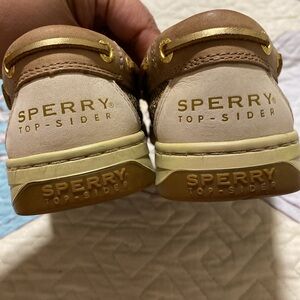Sperry Top Sider Peach Angel Glitter Gold Glitter Boat Shoes